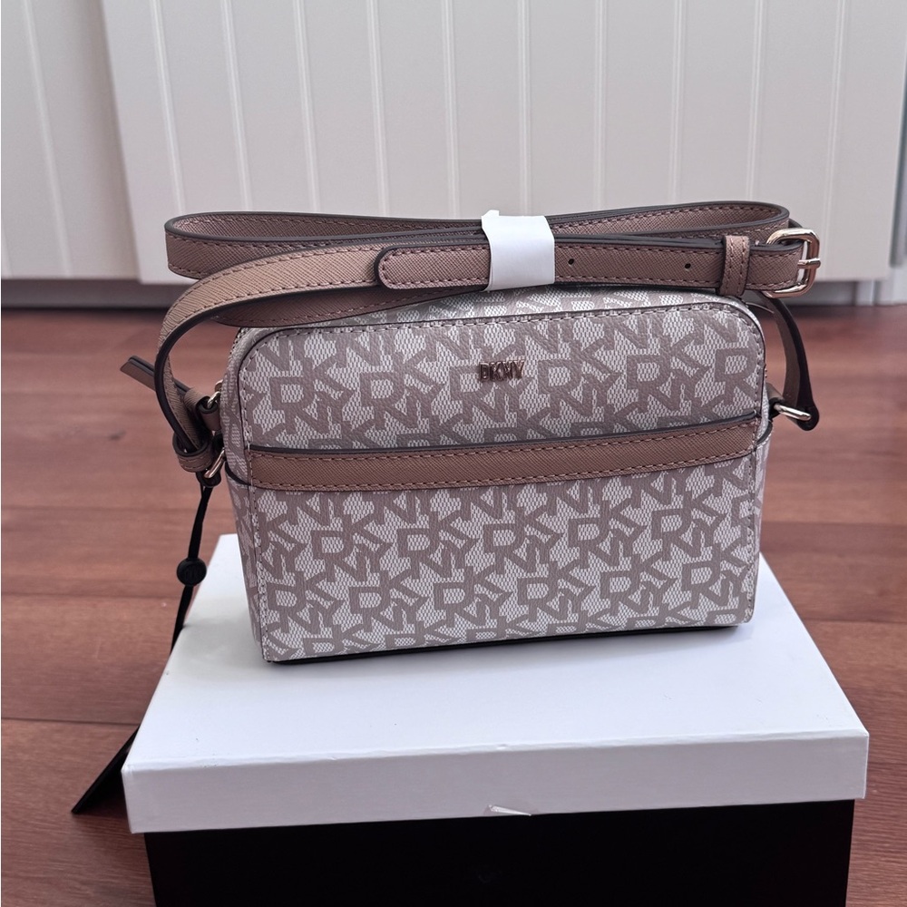 DKNY Cream and Brown Crossbody Bag